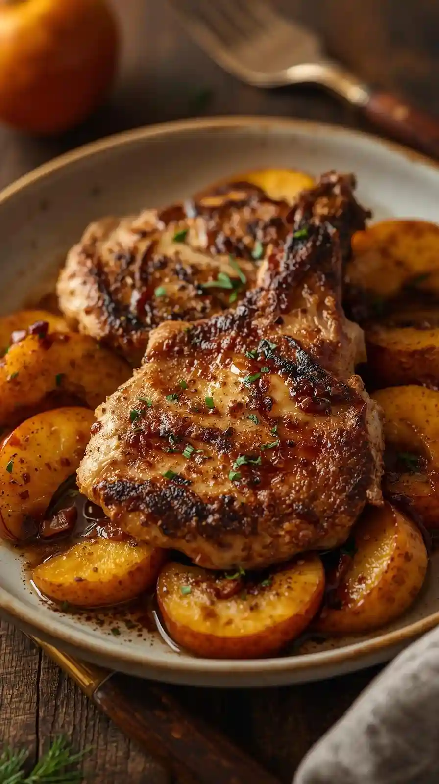 Pan-Seared Pork Chops with Apples