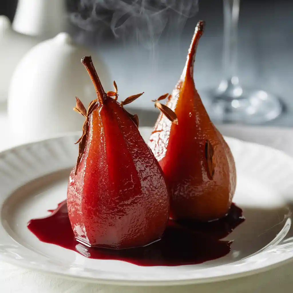 Poached Pears in Red Wine