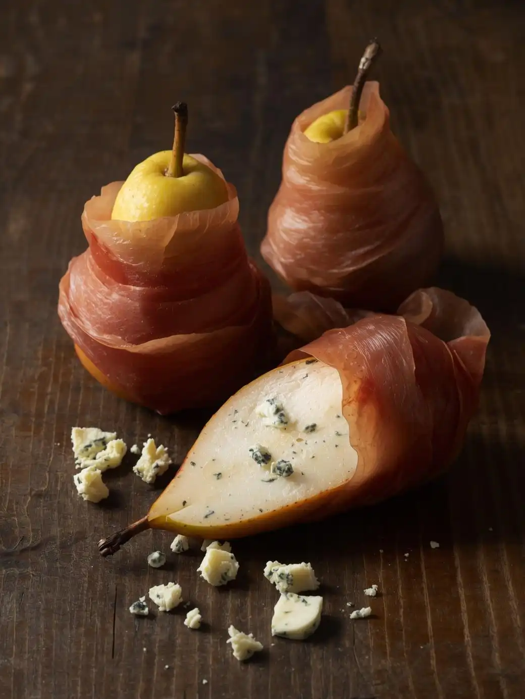 Prosciutto-Wrapped Pears with Blue Cheese