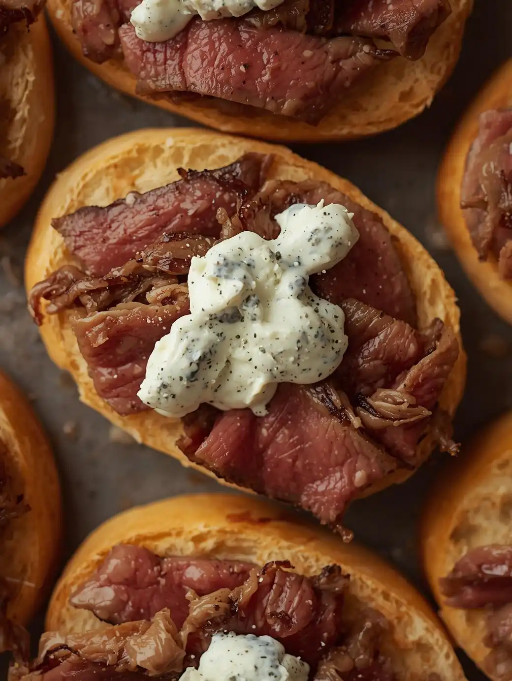 Steak Crostini with Blue Cheese Whip
