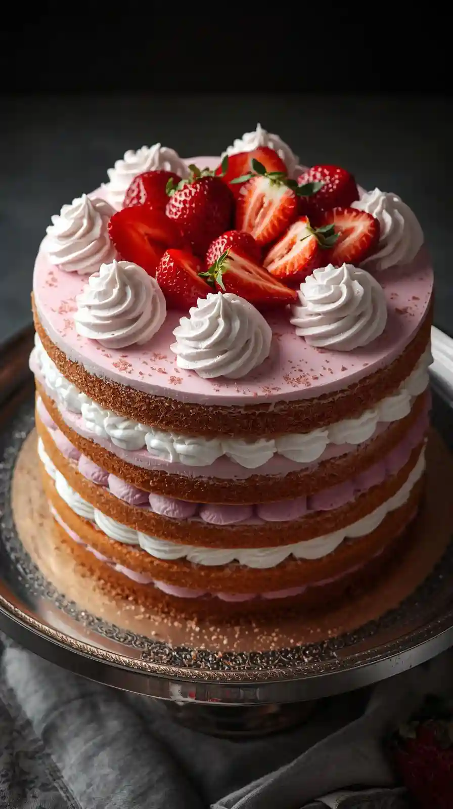 Sweet strawberry champagne layer cake for a toast