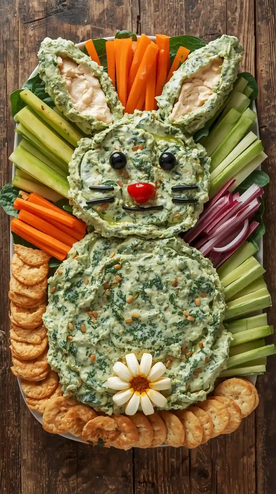 Bunny-Shaped Spinach Dip Platter