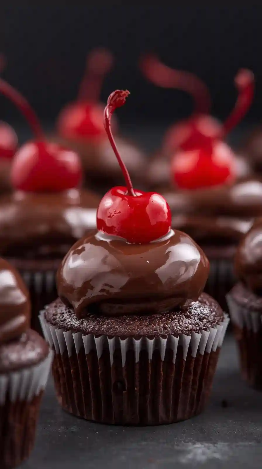 Chocolate Covered Cherry Cordial Cupcakes