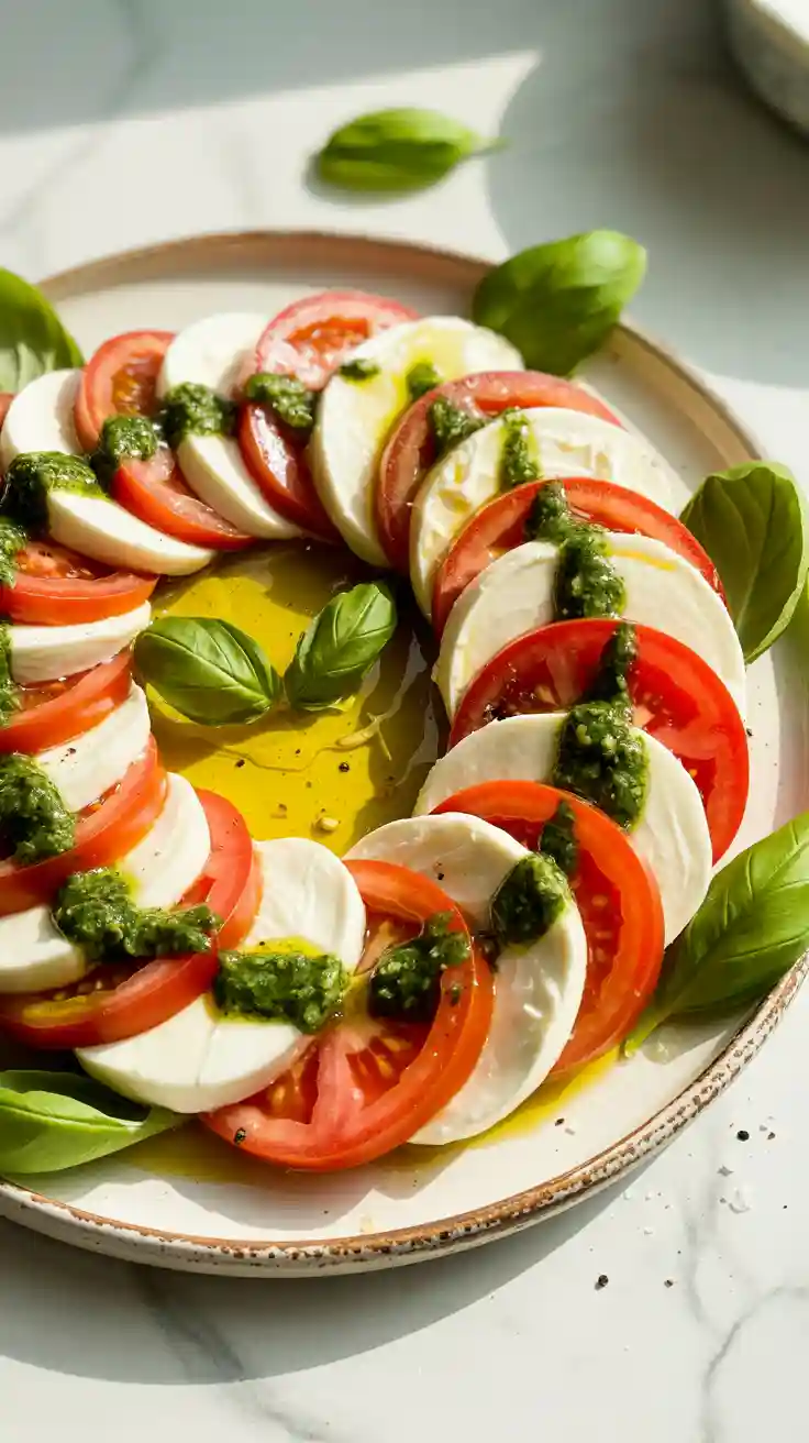 Refreshing Caprese with Basil Pesto