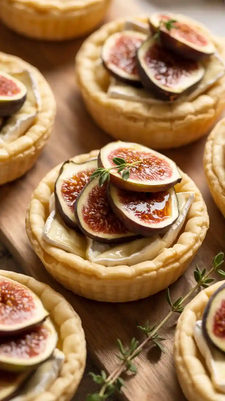 Savory brie and fig puff pastry tartlets
