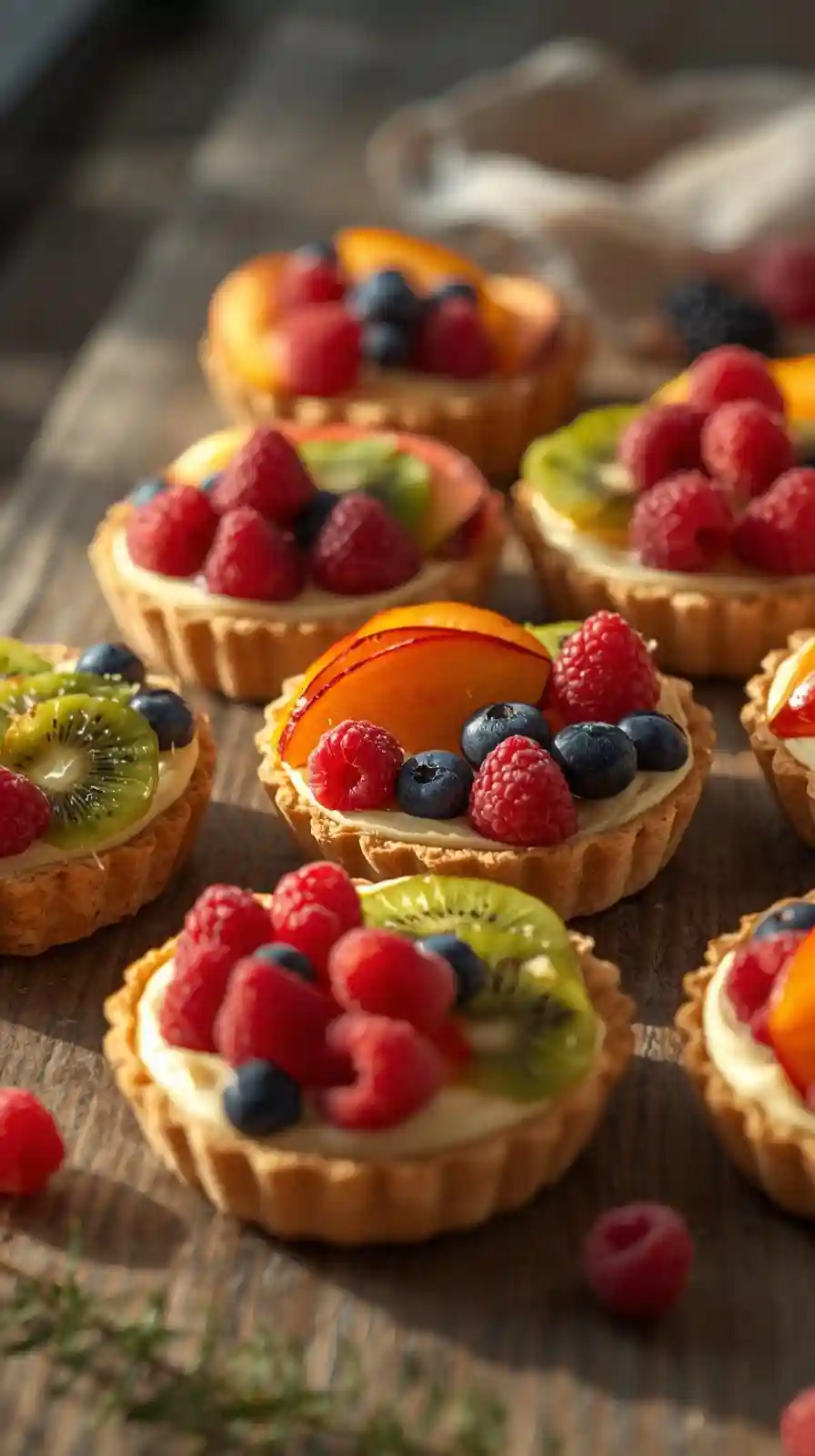 Table with Fresh Fruit Tarts