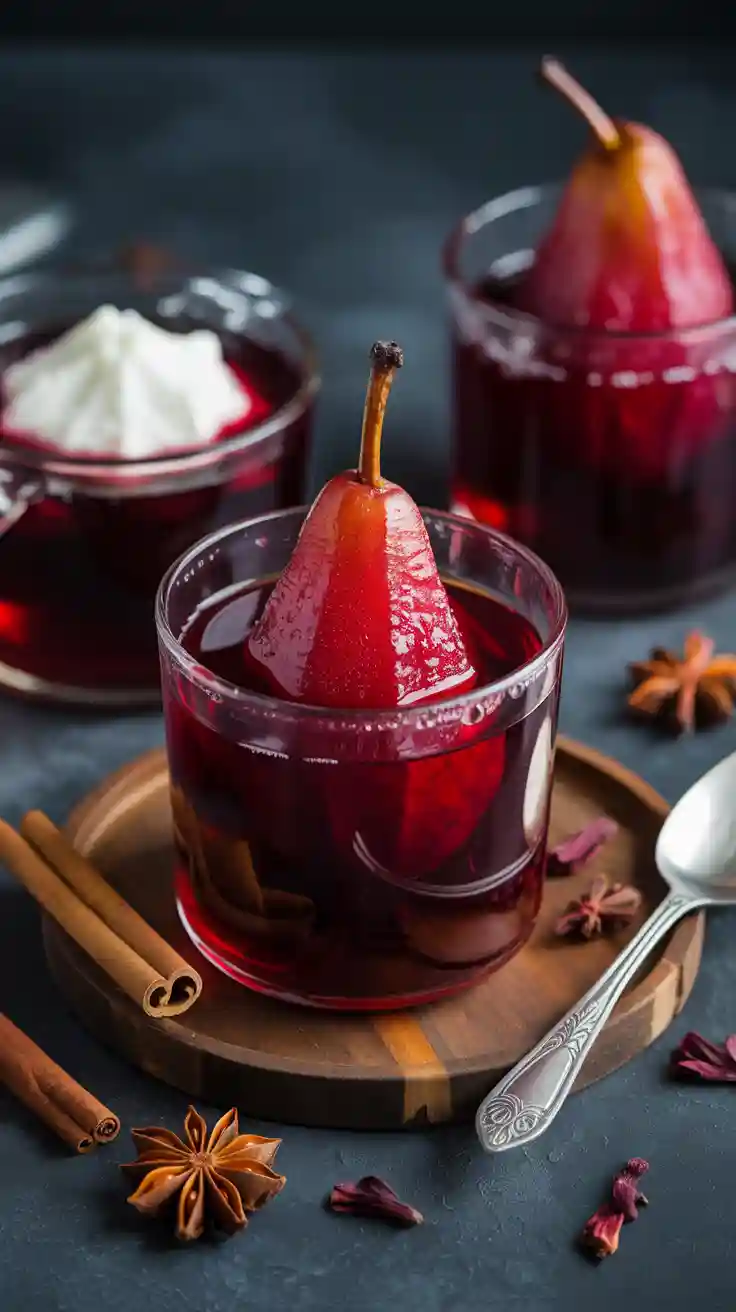 Tart Hibiscus Poached Pears