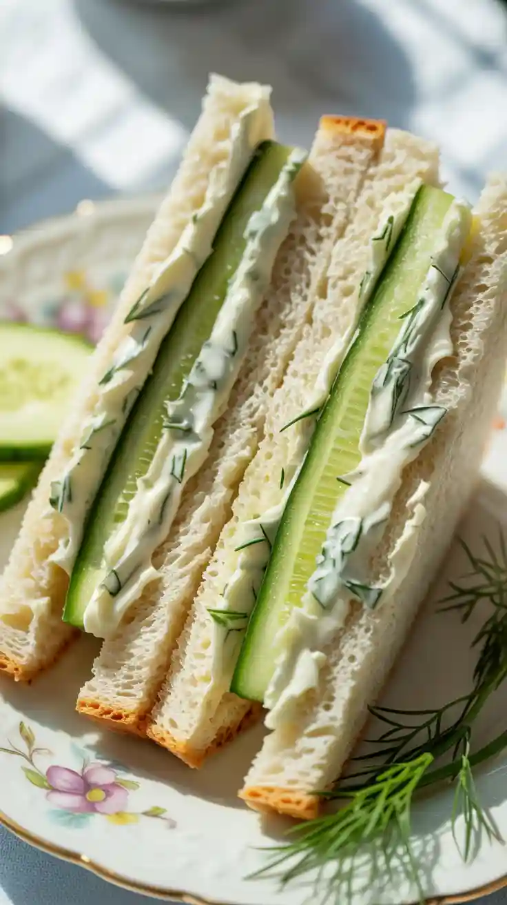 cucumber sandwich with herbed butter