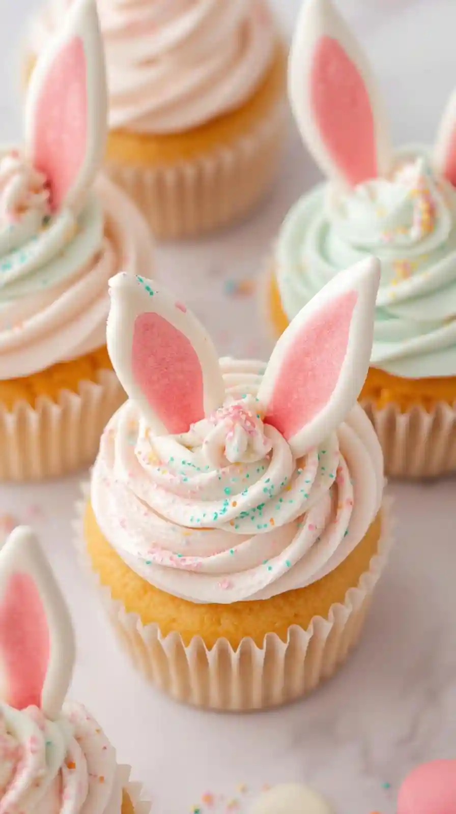 Whimsical Bunny Ear Cupcakes