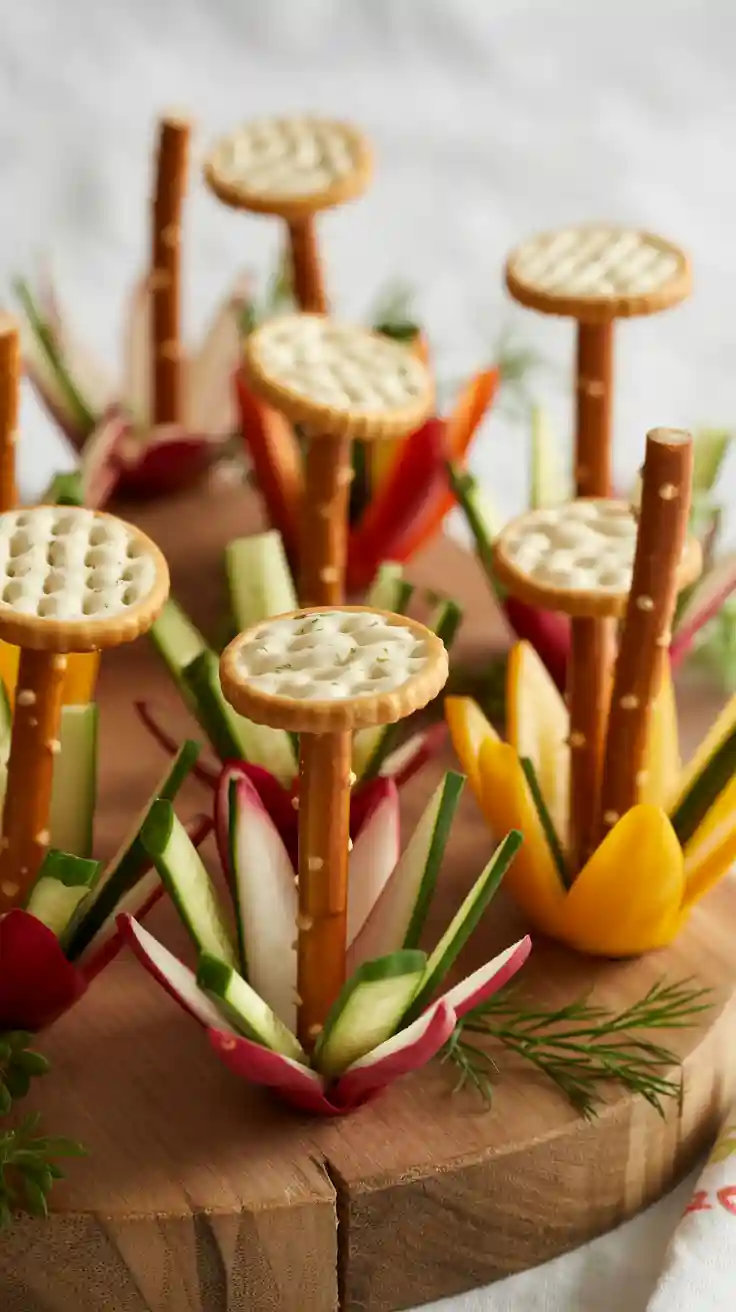 Pretzel Stick Flower Bites