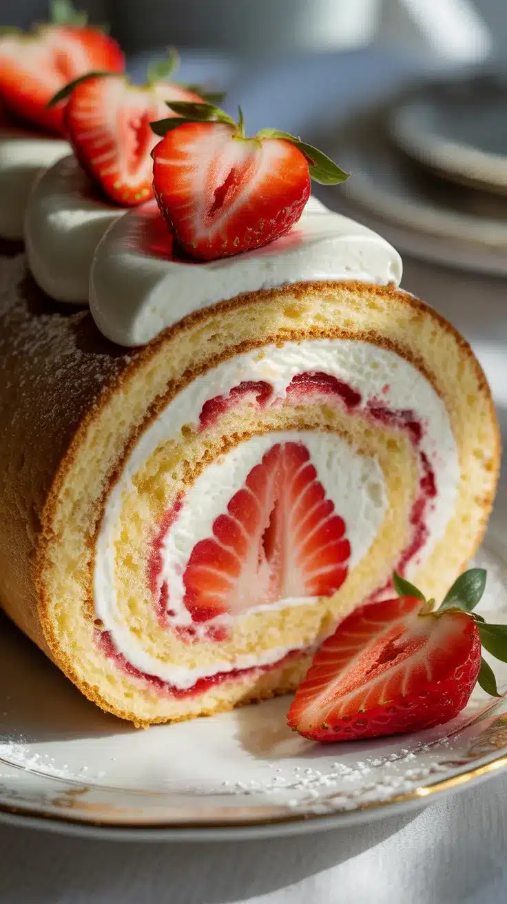 Strawberry Shortcake Roll with Fresh Cream