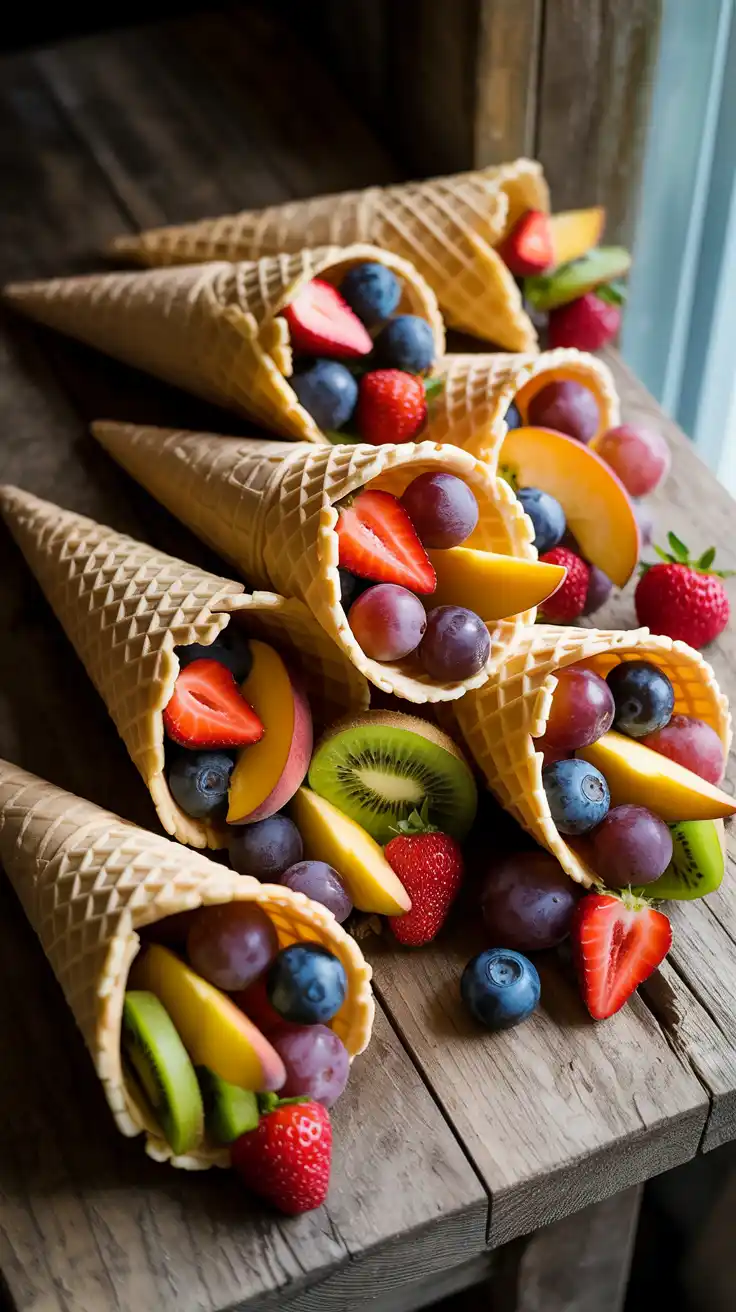 Waffle Cone Fruit Cornucopias