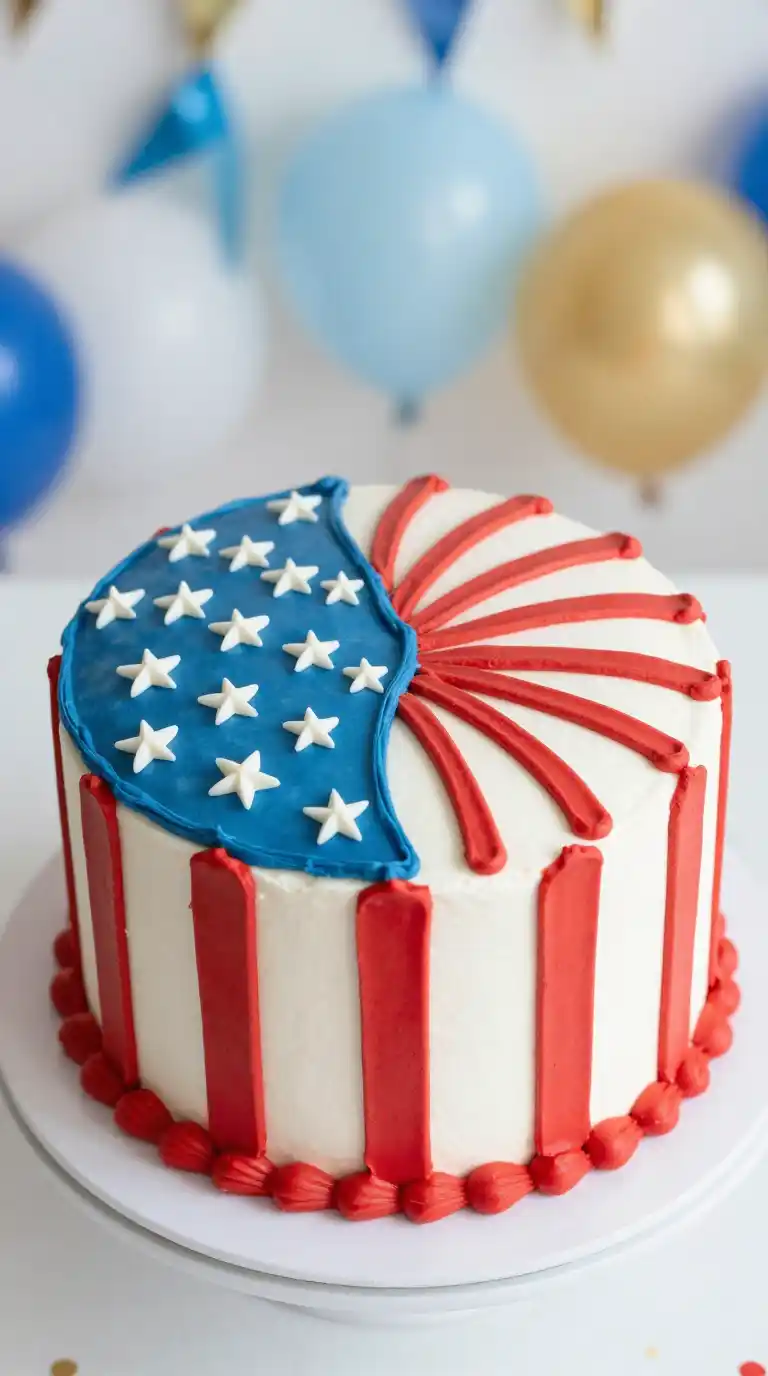 Classic Red, White & Blue Flag Cake