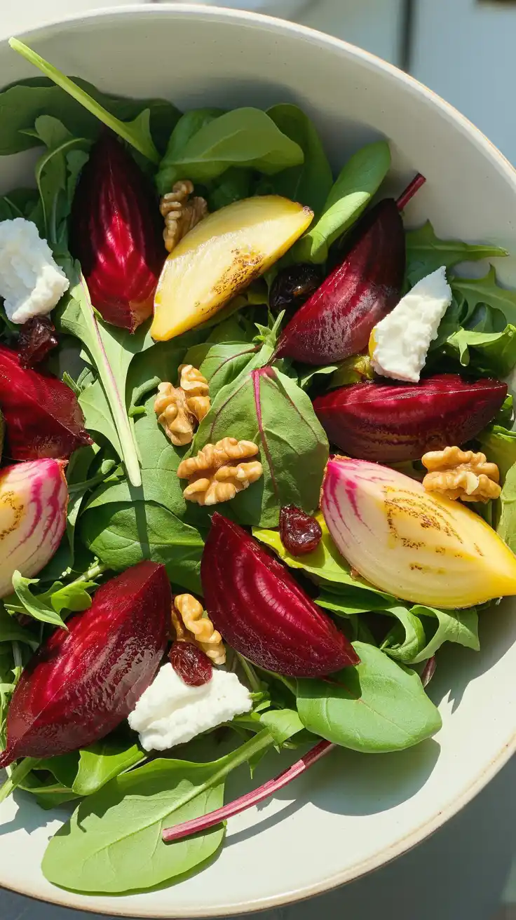 Roasted Beet and Goat Cheese Spring Mix Salad