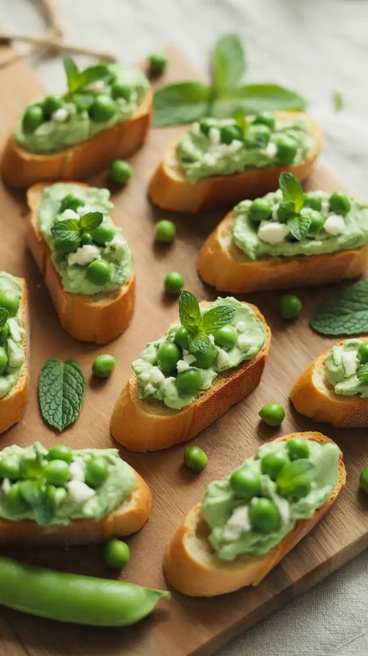Spring Pea and Mint Crostini