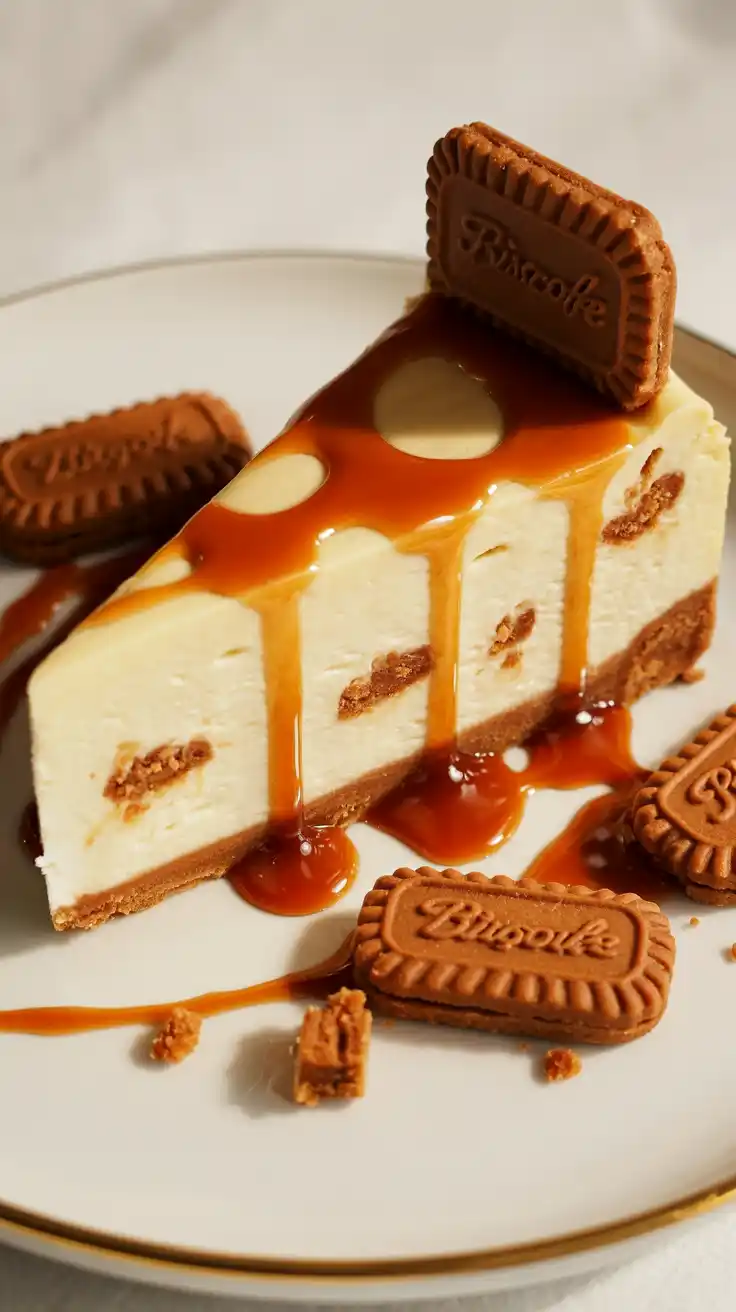 Biscoff Cheesecake With a Caramel Drizzle