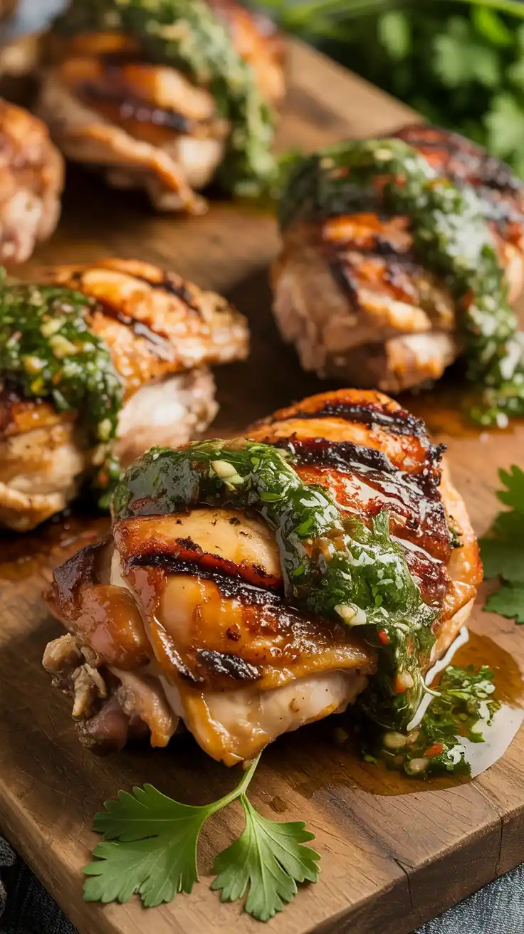 Grilled Chicken Thighs with Herb Chimichurri