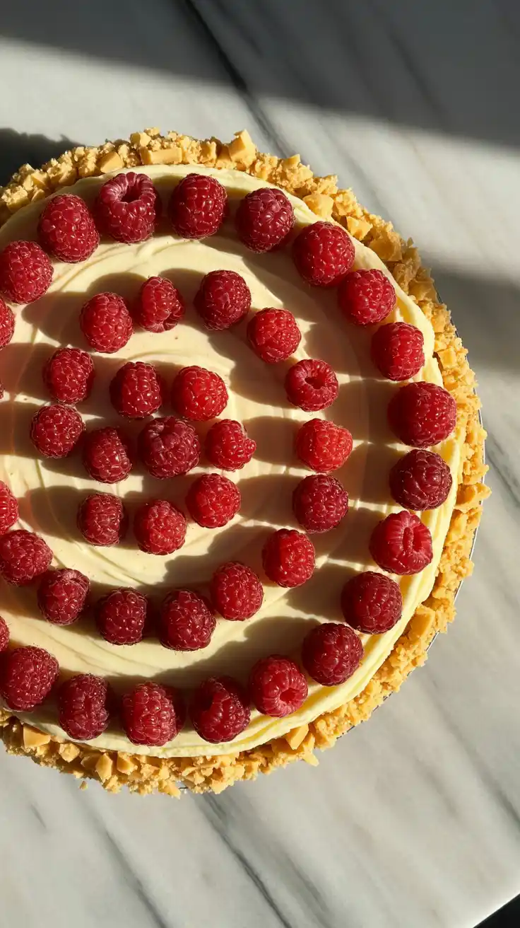 Raspberry White Chocolate Cheesecake With a Buttery Shortbread Base