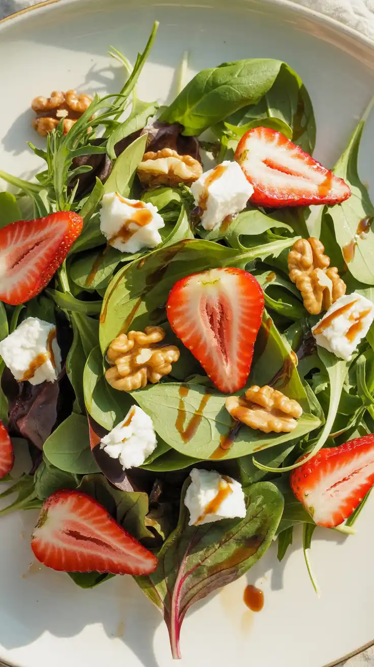 Classic Strawberry and Goat Cheese Spring Mix Salad