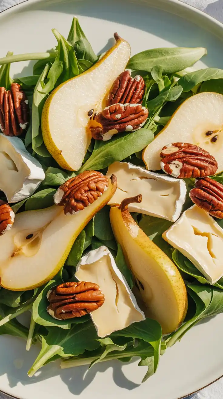 Pear, Candied Pecan, and Brie Spring Mix Salad