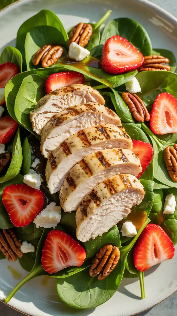 Strawberry Spinach Salad with Grilled Chicken