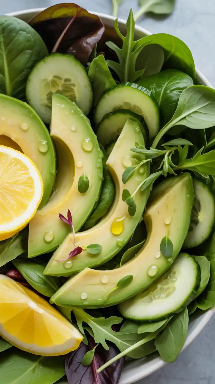 Avocado, Cucumber, and Lemon Spring Mix Salad