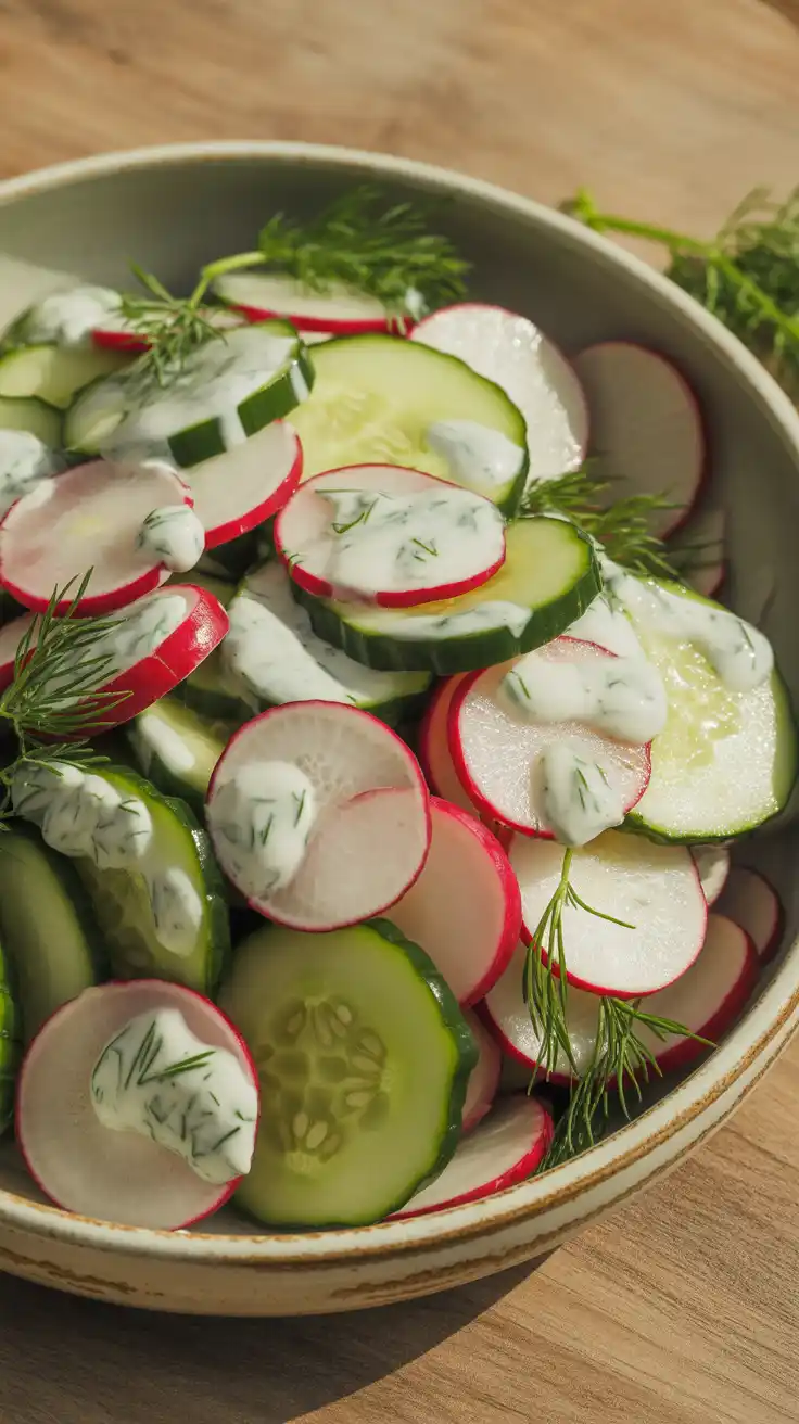 Radish and Cucumber Salad with Dill Dressing