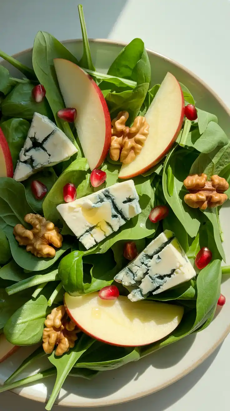 Apple, Walnut, and Blue Cheese Spring Mix Salad