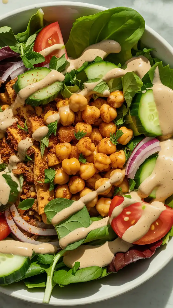Chickpea Shawarma Spring Mix Salad