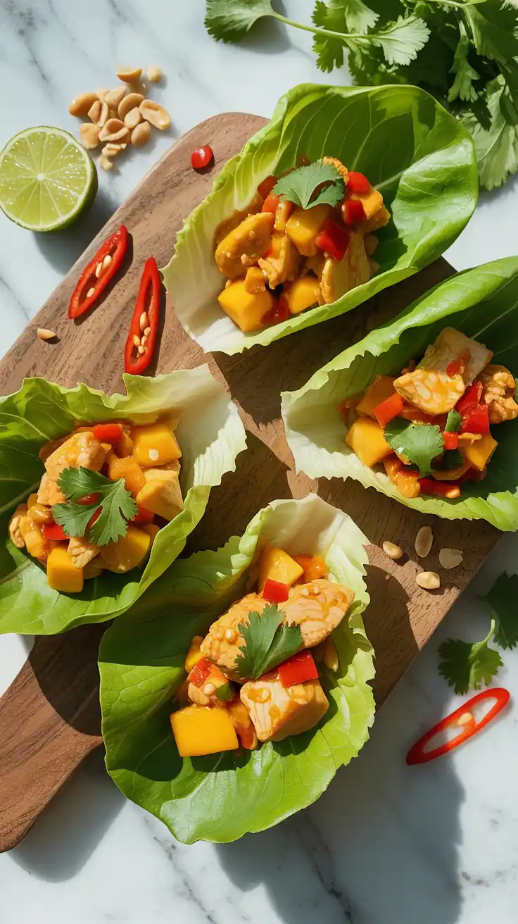 Thai-Inspired Mango Chicken Lettuce Wraps