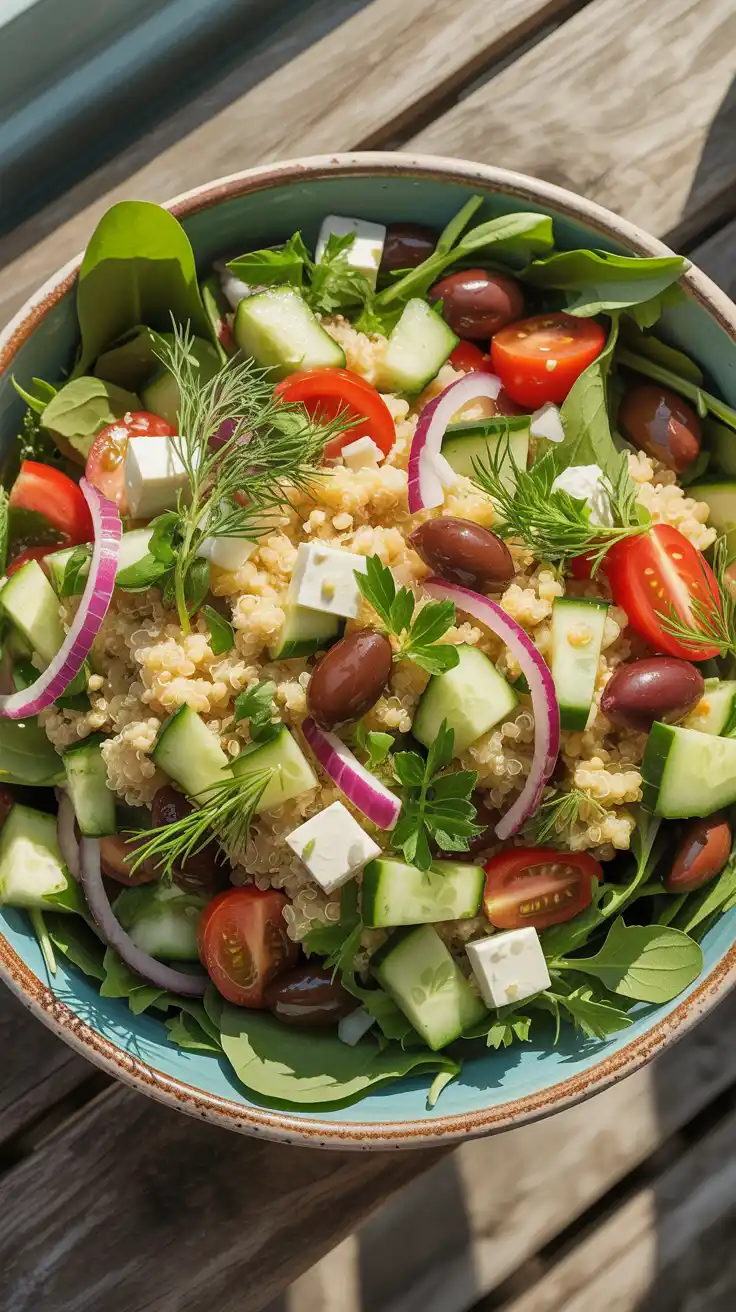 Greek Quinoa Spring Mix Salad
