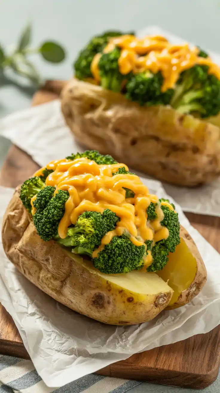 Broccoli and Cheddar Stuffed Baked Potatoes