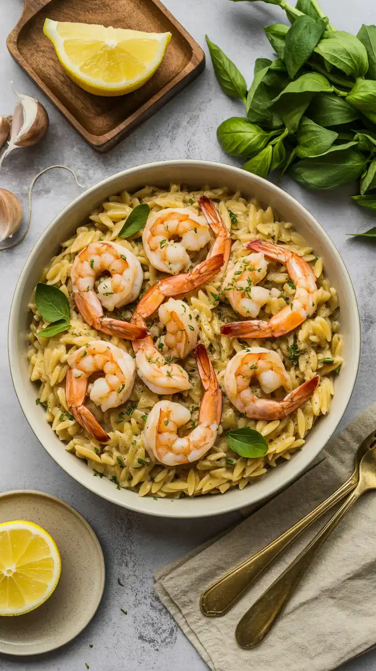 Garlic Butter Shrimp and Orzo