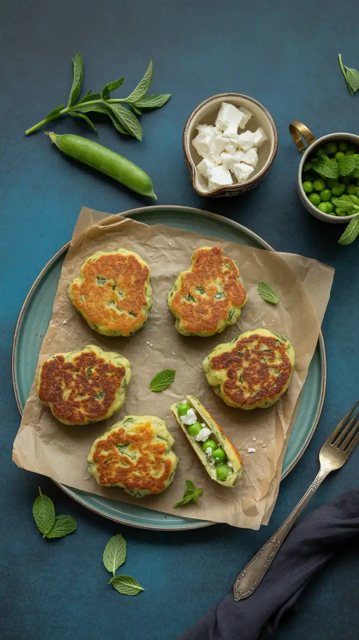 Pea, Feta, and Mint Fritters