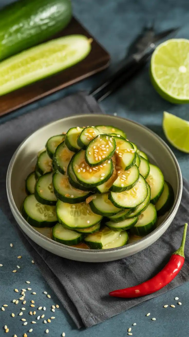 Smashed Cucumber Salad with Sesame and Chili