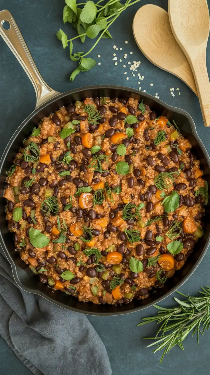 Spicy Black Bean Quinoa Skillet