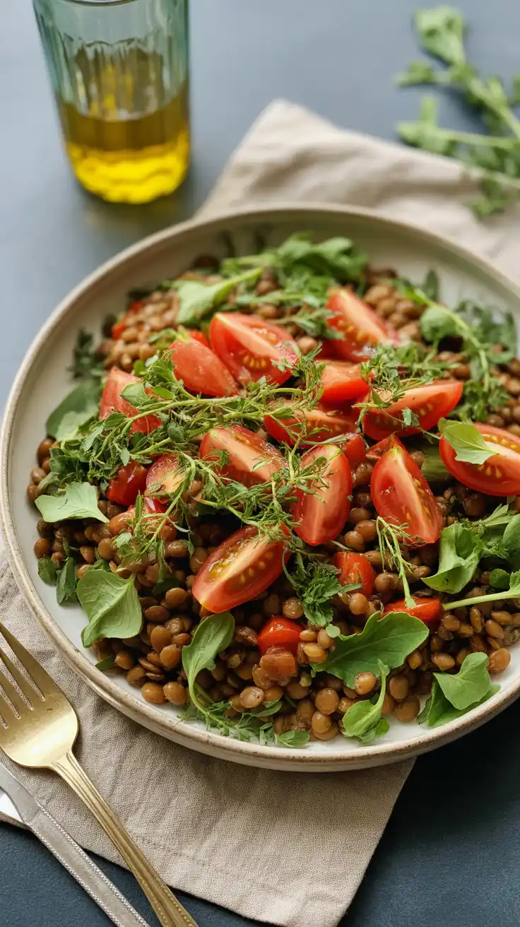 Warm Lentil Salad with Roasted Tomatoes