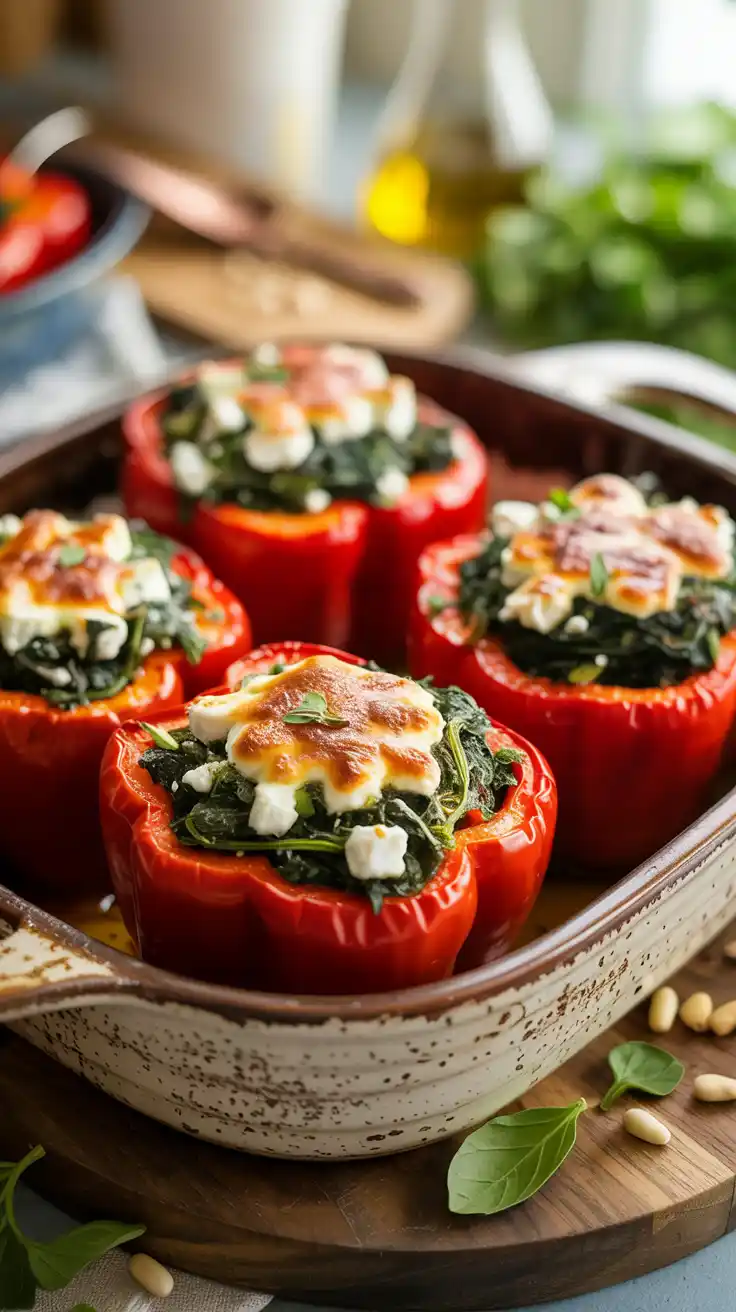 Spinach and Feta Stuffed Peppers