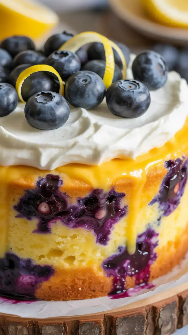 Lemon Blueberry Poke Cake