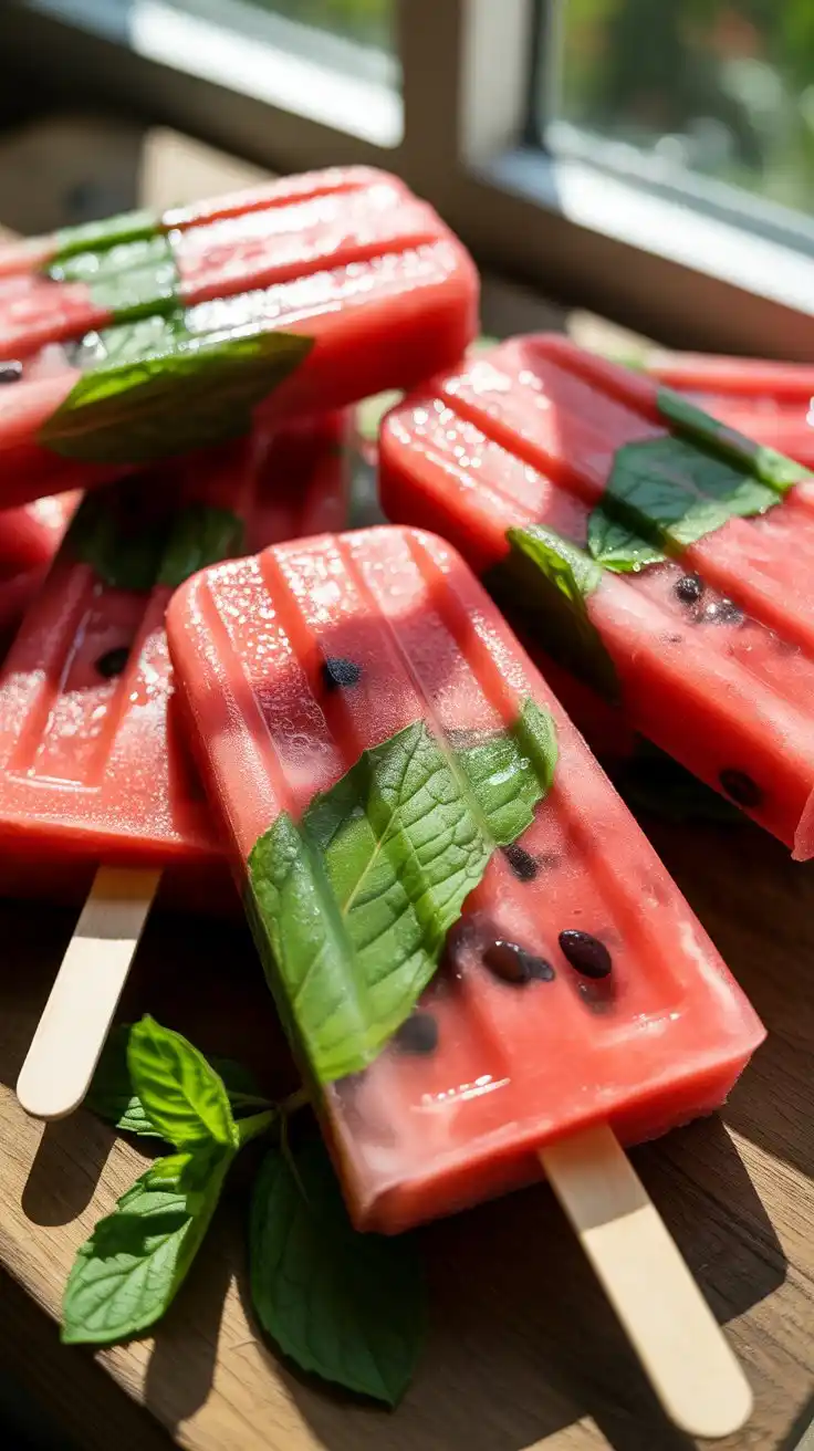 Watermelon Mint Popsicles