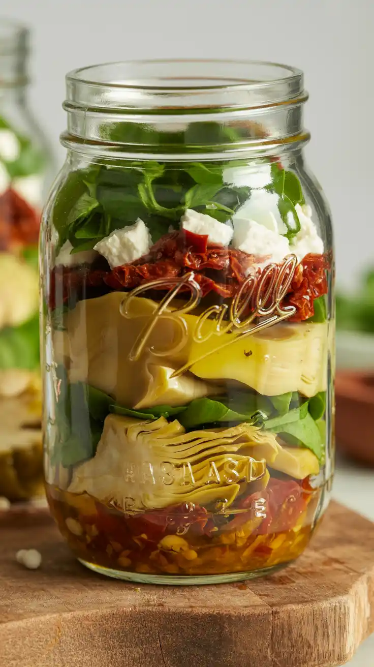 Artichoke and Sun-Dried Tomato Salad in a Jar