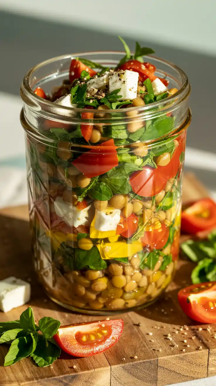 Mediterranean Lentil Salad in a Jar