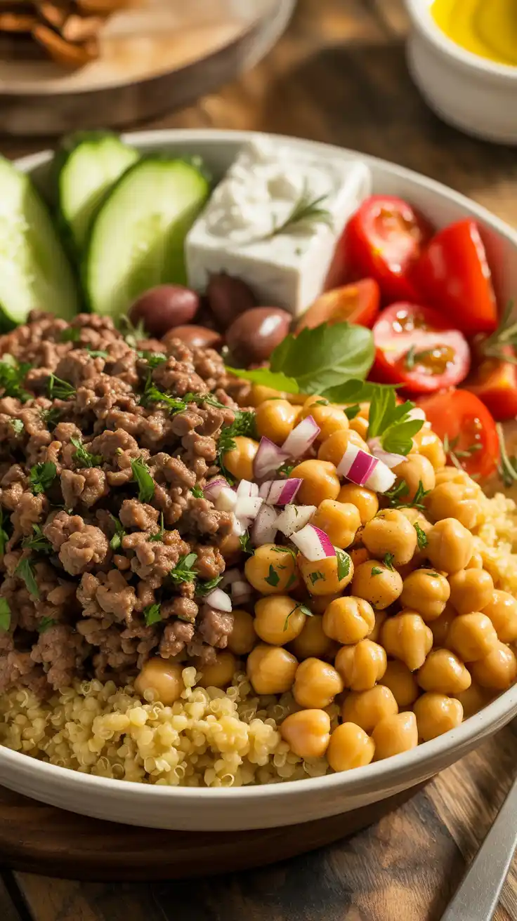 Beef and Chickpea Mediterranean Bowl