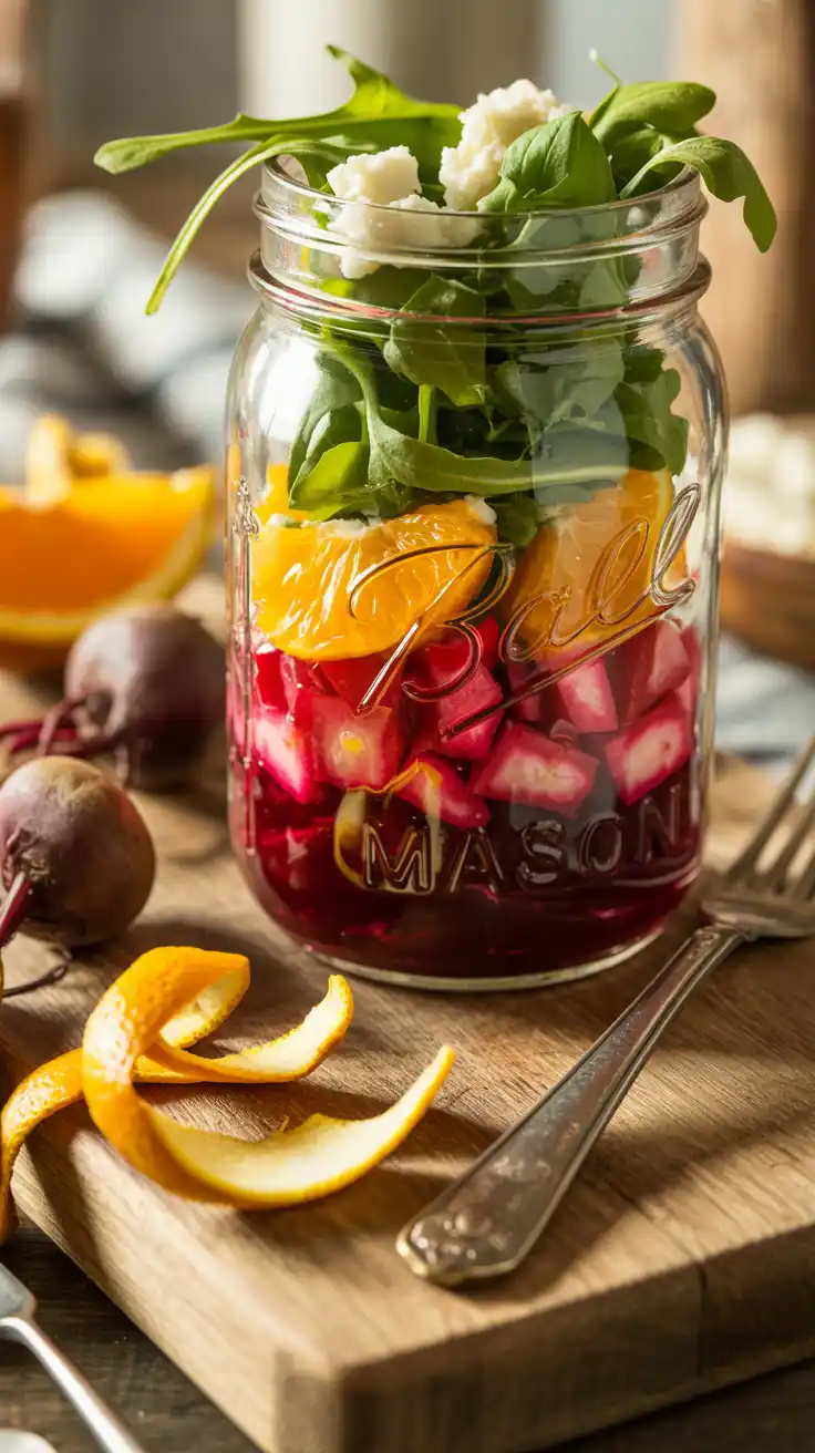 Roasted Beet and Orange Salad in a Jar
