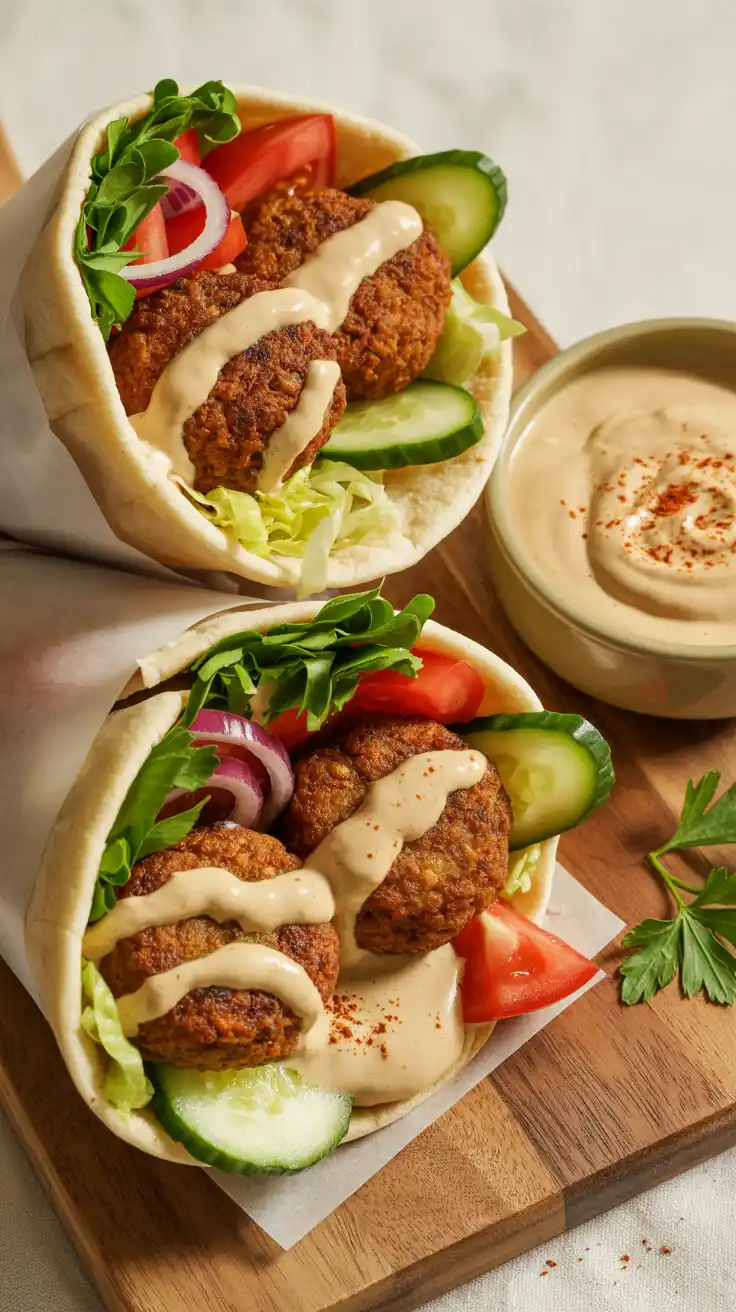 Falafel Wraps with Tahini Sauce