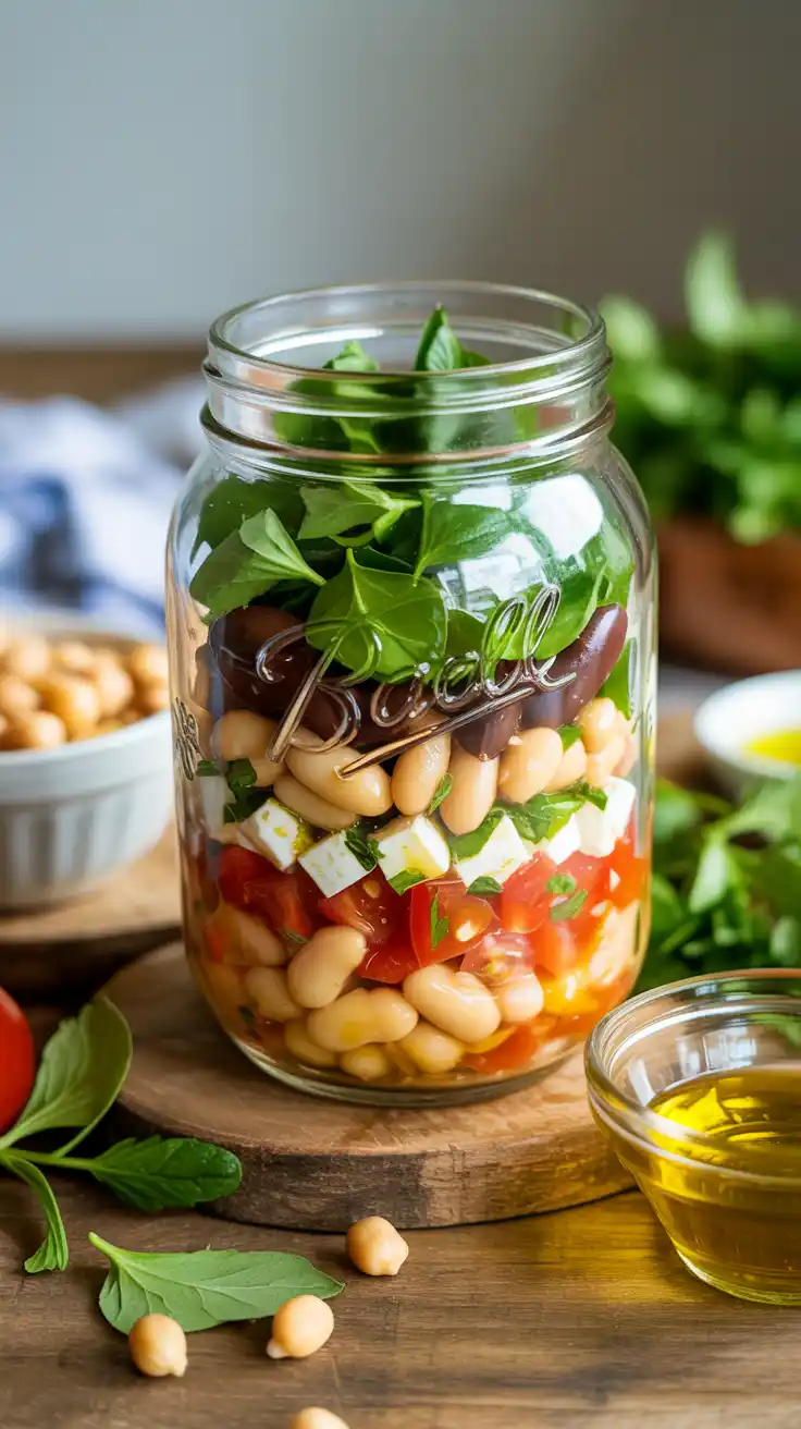 Mediterranean Bean Salad in a Jar
