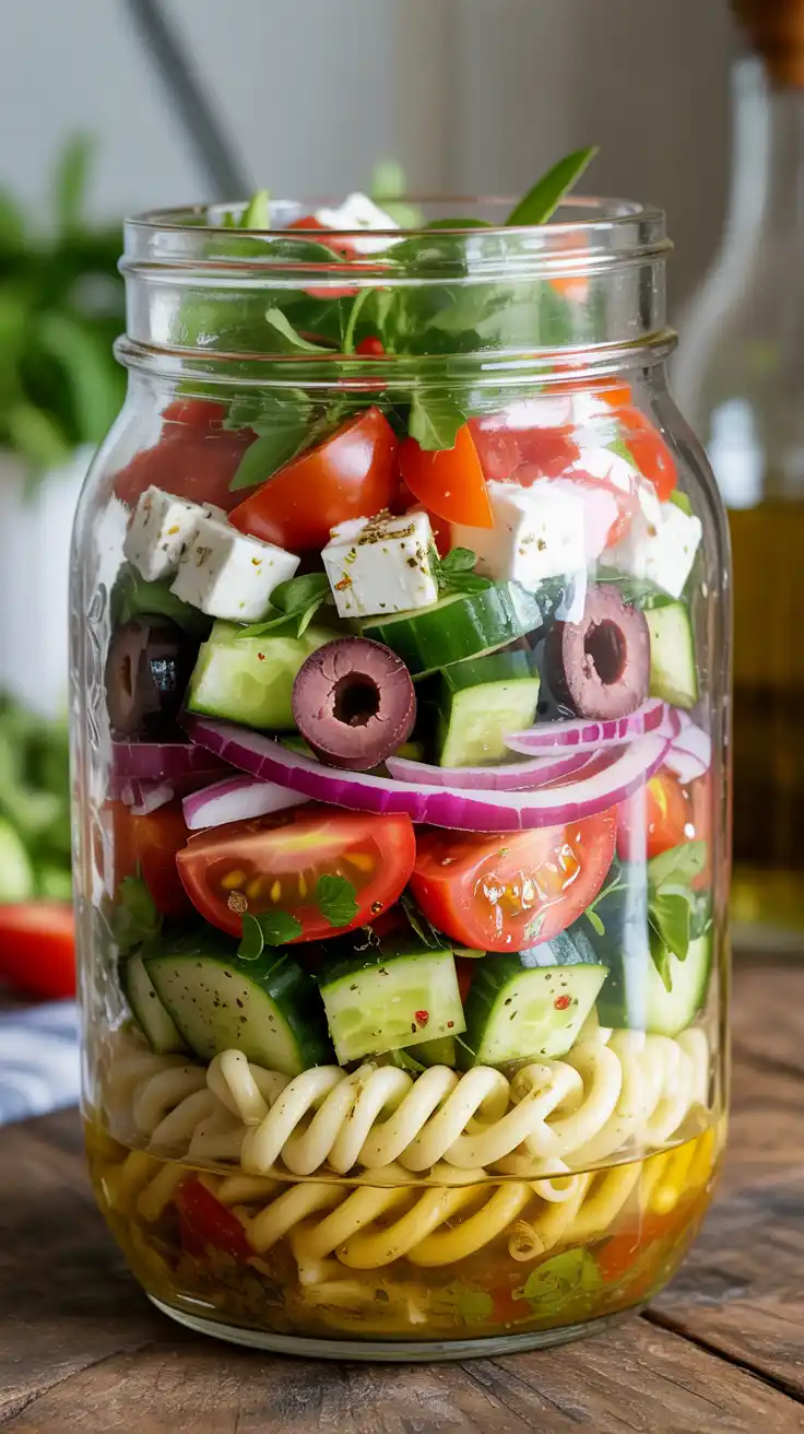 Greek Pasta Salad in a Jar