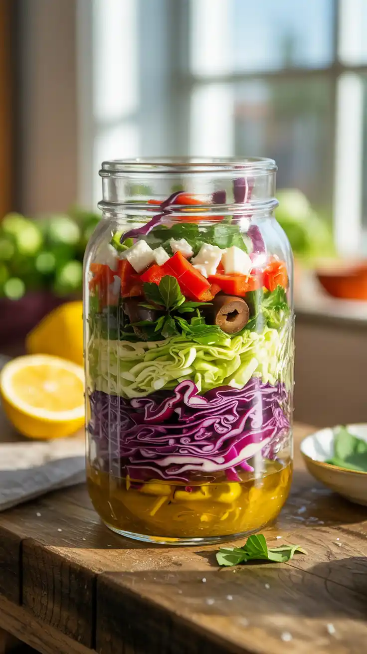 Mediterranean Cabbage Salad in a Jar