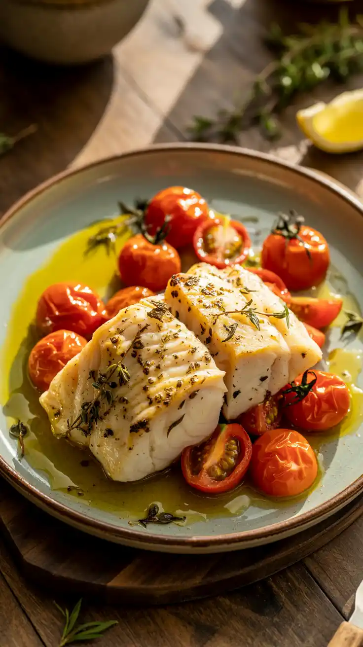 Baked Cod with Roasted Cherry Tomatoes