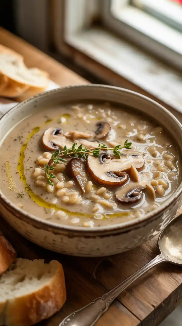 Creamy Mushroom and Barley Soup